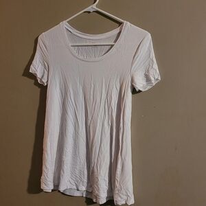 Daily Ritual Tan and White Fitted Short Sleeve Tee Xs